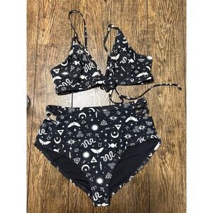 Hot topic celestial goth emo 2 piece black high rise XL